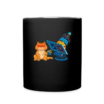 Cat With Laser Eyes - Tasse einfarbig - Schwarz - Vorne