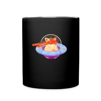 Cat With Laser Eyes - Tasse einfarbig - Schwarz - Vorne