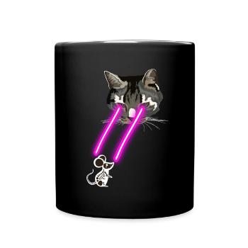 Cat With Laser Eyes - Tasse einfarbig - Schwarz - Vorne