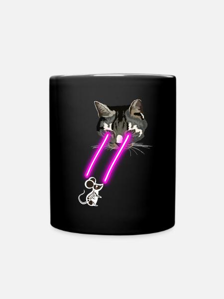 Cat With Laser Eyes - Enfärgad mugg - svart