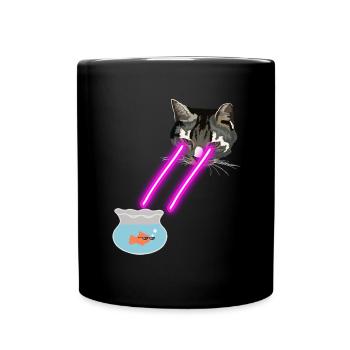 Cat With Laser Eyes - Tasse einfarbig - Schwarz - Vorne