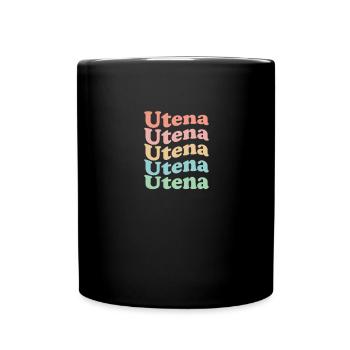 Vintage 70er Hippie Lithuania Stadt - Retro Utena - Tasse einfarbig - Schwarz - Vorne