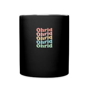 Vintage 70er Hippie Macedonia Stadt - Retro Ohrid - Tasse einfarbig - Schwarz - Vorne