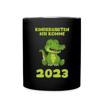 Kindergarten 2023 Ich Komme Mädchen Jungen Kita - Tasse einfarbig - Schwarz - Vorne