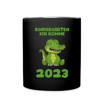 Kindergarten 2023 Ich Komme Mädchen Jungen Kita - Tasse einfarbig - Schwarz - Vorne