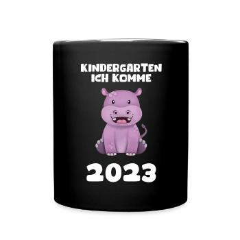 Kindergarten 2023 Ich Komme Mädchen Jungen Kita - Tasse einfarbig - Schwarz - Vorne