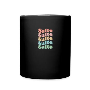 Vintage 70er Hippie Uruguay Stadt - Retro Salto - Tasse einfarbig - Schwarz - Vorne