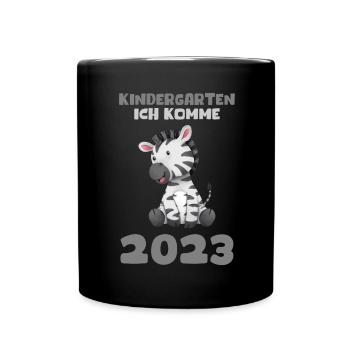 Kindergarten 2023 Ich Komme Mädchen Jungen Kita - Tasse einfarbig - Schwarz - Vorne