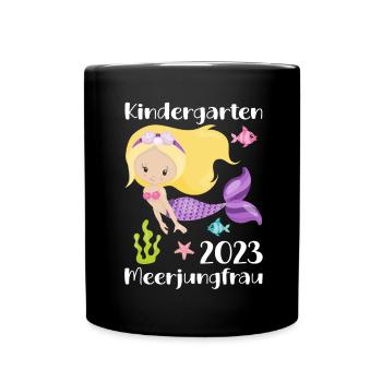 Kindergarten 2023 Meer Frau Mädchen Tochter Kita - Tasse einfarbig - Schwarz - Vorne