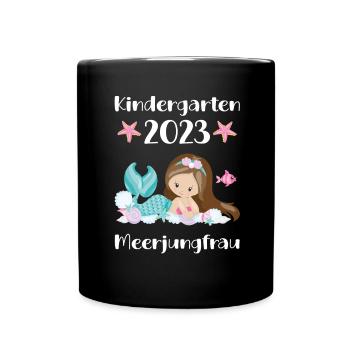 Kindergarten 2023 Meer Frau Mädchen Tochter Kita - Tasse einfarbig - Schwarz - Vorne