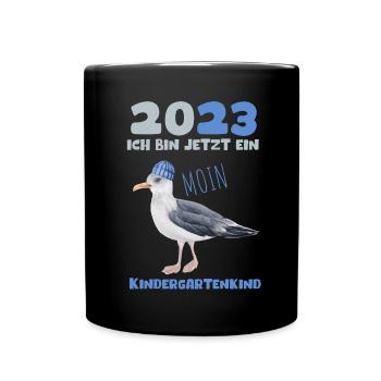 Kindergarten 2023 Möwe Nordsee Mädchen Jungen Kita - Tasse einfarbig - Schwarz - Vorne