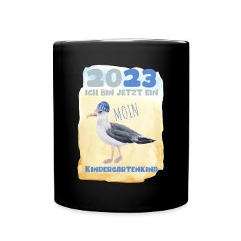Kindergarten 2023 Möwe Nordsee Mädchen Jungen Kita - Tasse einfarbig - Schwarz - Vorne