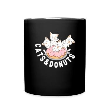 Cat Unicorn Donut - Full Colour Mug - black - Front