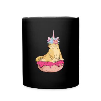 Cat Unicorn Donut - Full Colour Mug - black - Front