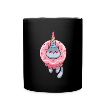 Cat Unicorn Donut - Full Colour Mug - black - Front
