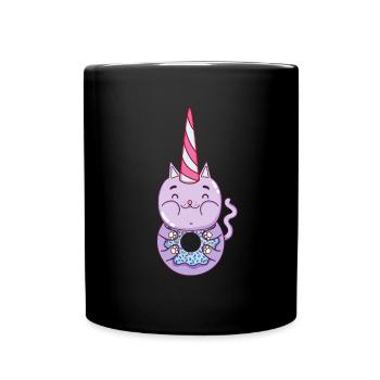 Cat Unicorn Donut - Full Colour Mug - black - Front