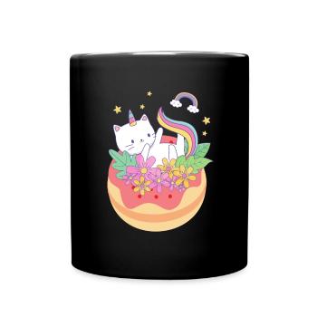 Cat Unicorn Donut - Full Colour Mug - black - Front