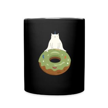 Cat Unicorn Donut - Full Colour Mug - black - Front