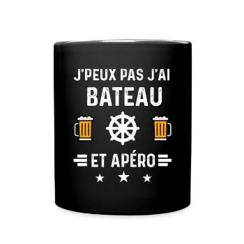 j'peux pas j'ai bateau gouvernail et apéro - Mug uni - noir - Devant