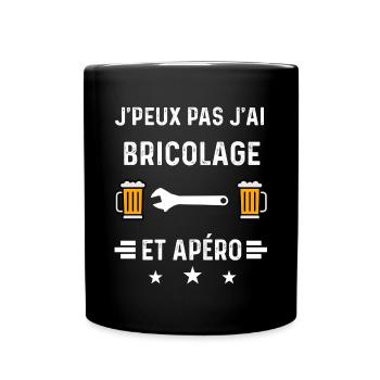 j'peux pas j'ai bricolage clé molette et apéro - Mug uni - noir - Devant