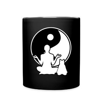 Yoga Meditation Cats Meditate Cat - Full Colour Mug - black - Front