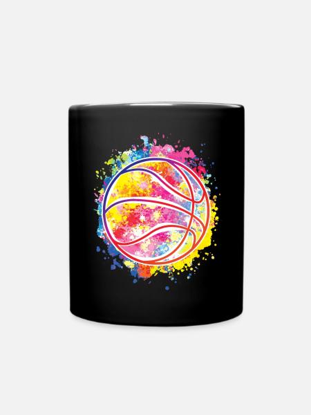 Bunte Basketball Splash Basketball Spiel Liebhaber - Tasse einfarbig - Schwarz