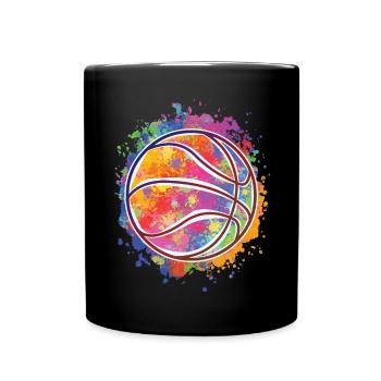 Colorful Basketball Splash Basketball Game Lover - Full Colour Mug - black - Front