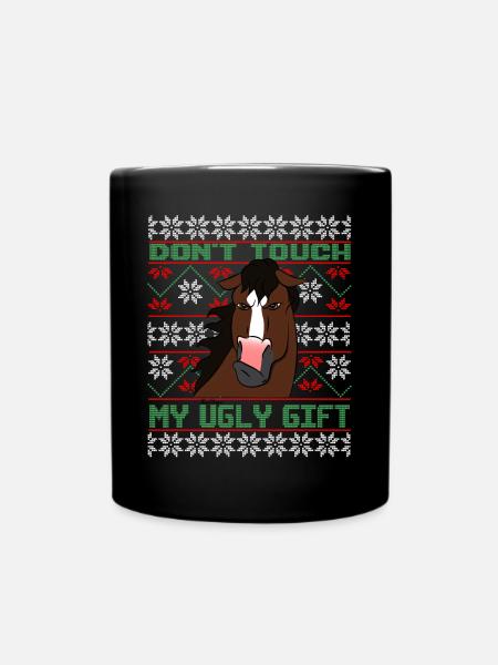 Dont Touch Ugly Brauner Pferd Rider Winter - Tasse einfarbig - Schwarz