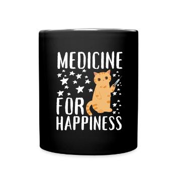 Ma médecine pour le bonheur appelée chats tous les jours - Mug uni - noir - Devant
