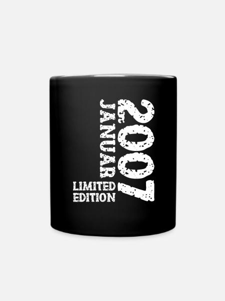 2007 Januar Limited Edition Deko Geburtstag Outfit - Tasse einfarbig - Schwarz