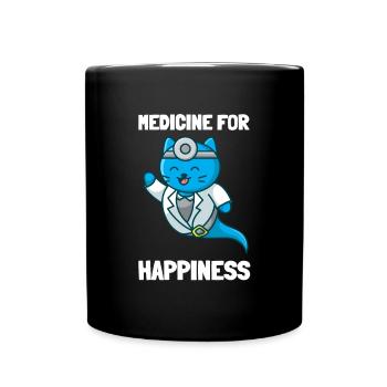 Ma médecine pour le bonheur appelée chats tous les jours - Mug uni - noir - Devant