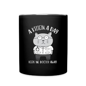 Ma médecine pour le bonheur appelée chats tous les jours - Mug uni - noir - Devant