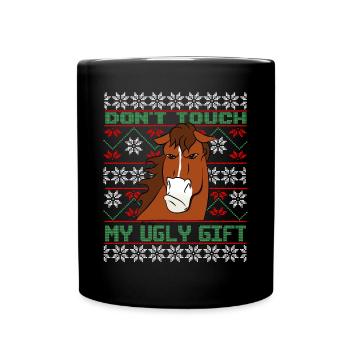 Dont Touch Ugly Brauner Pferd Rider Winter - Tasse einfarbig - Schwarz - Vorne
