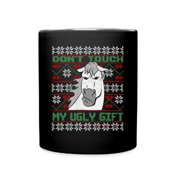 Dont Touch Ugly Brown Horse Rider Winter - Full Colour Mug - black - Front