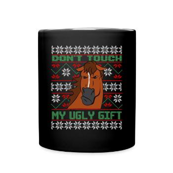 Dont Touch Ugly Brauner Pferd Rider Winter - Tasse einfarbig - Schwarz - Vorne