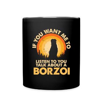 Sprechen Sie Über Hund Borzoi - Tasse einfarbig - Schwarz - Vorne