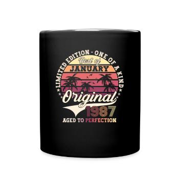 Né 1987 Janvier 36th anniversaire Homme cadeau - Mug uni - noir - Devant