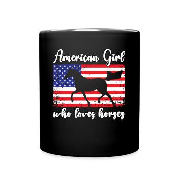 Amerikanisches Mädchen, das Arabische Pferde liebt - Tasse einfarbig - Schwarz - Vorne