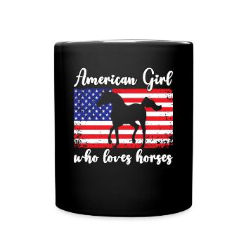 Amerikanisches Mädchen, das Arabische Pferde liebt - Tasse einfarbig - Schwarz - Vorne