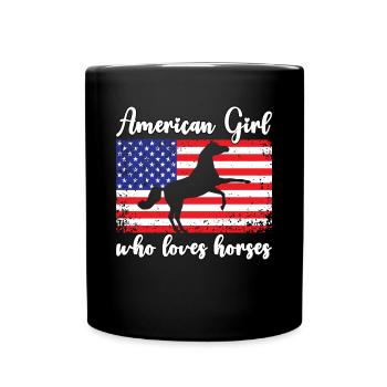 Amerikanisches Mädchen, das Arabische Pferde liebt - Tasse einfarbig - Schwarz - Vorne