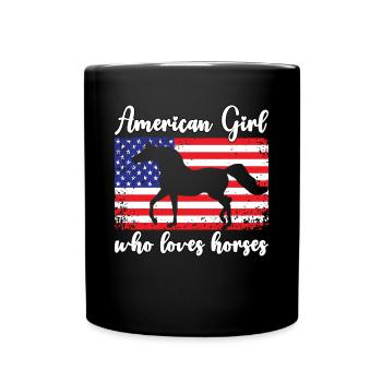 Amerikanisches Mädchen, das Arabische Pferde liebt - Tasse einfarbig - Schwarz - Vorne