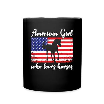 Amerikanisches Mädchen, das Arabische Pferde liebt - Tasse einfarbig - Schwarz - Vorne