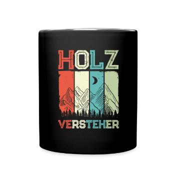 Holzversteher Holz Hacken Retro Vintage - Tasse einfarbig - Schwarz - Vorne