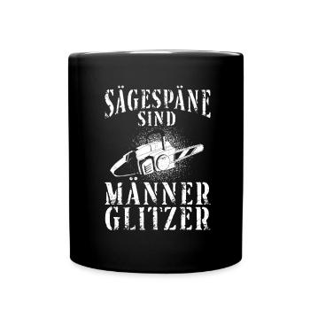 Kettensäge Sägespäne Motorsäge Holz Lustiger Spruc - Tasse einfarbig - Schwarz - Vorne