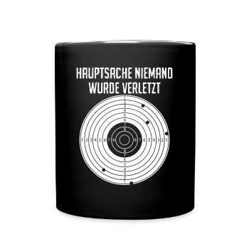 Schützenfest Schützenkönig Zielscheibe - Tasse einfarbig - Schwarz - Vorne