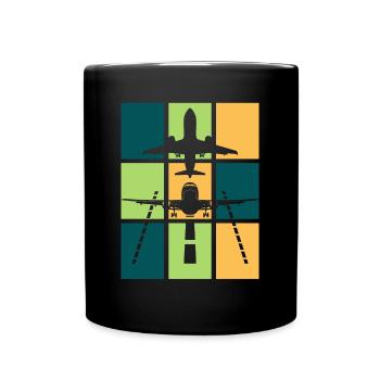 Planespotter Pilot retro Planespotting - Tasse einfarbig - Schwarz - Vorne