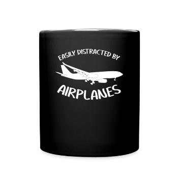 Planespotter Flugzeuge Planespotting - Tasse einfarbig - Schwarz - Vorne