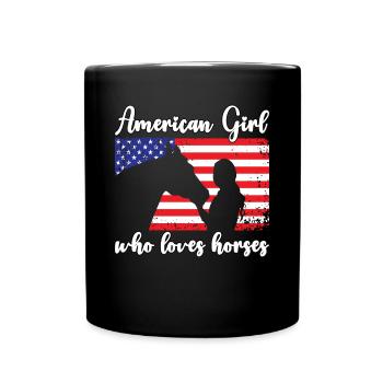 Amerikanisches Mädchen, das Arabische Pferde liebt - Tasse einfarbig - Schwarz - Vorne