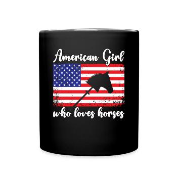 Amerikanisches Mädchen, das Arabische Pferde liebt - Tasse einfarbig - Schwarz - Vorne
