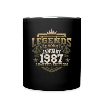 Né 1987 Janvier 36th anniversaire Homme cadeau - Mug uni - noir - Devant